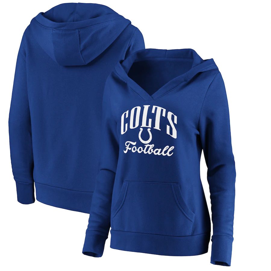 Women Indianapolis Colts Fanatics Branded Royal Victory Script V-Neck Pullover Hoodie->women nfl jersey->Women Jersey